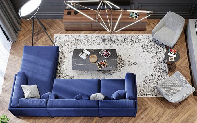Sofa chữ L giúp tiết kiệm tối đa cho không gian phòng khách