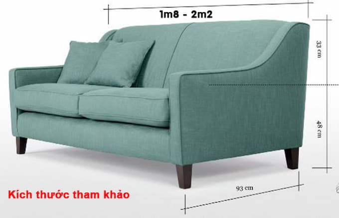 Kích thước tiêu chuẩn của sofa 2m2