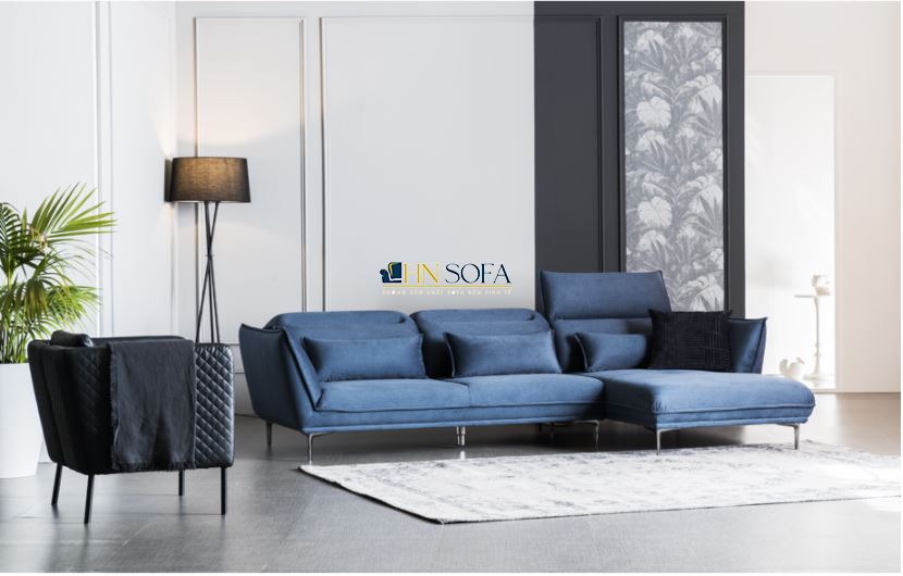 Mẫu sofa nỉ xanh than cao cấp HNSN12