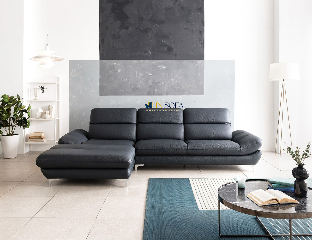 Sofa da hiện đại HNS80