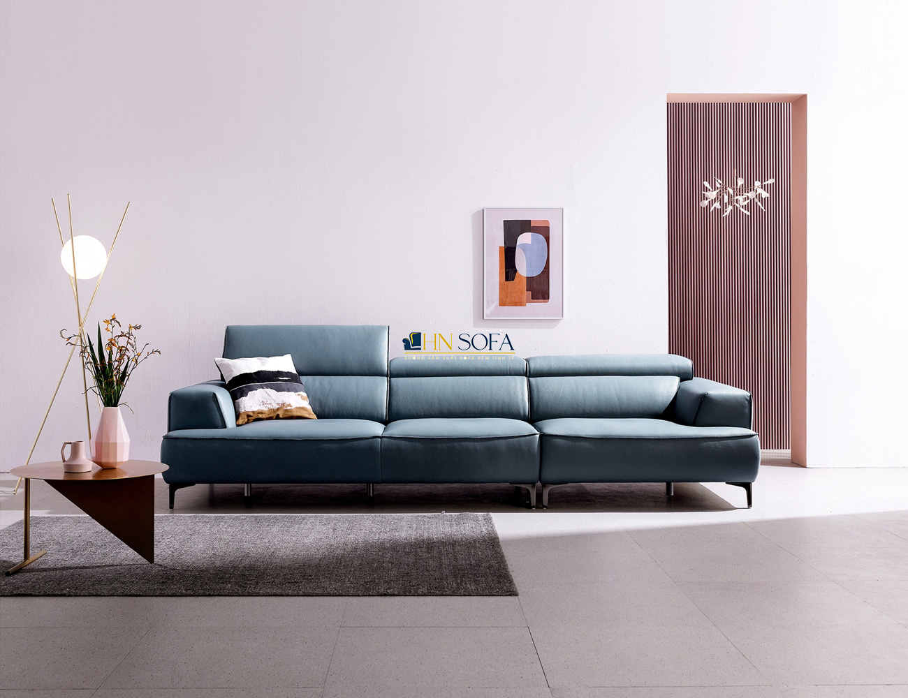 Sofa văng da Microfiber xanh ngọc HNS91