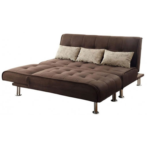 Mẫu sofa giường da nâu chân sắt